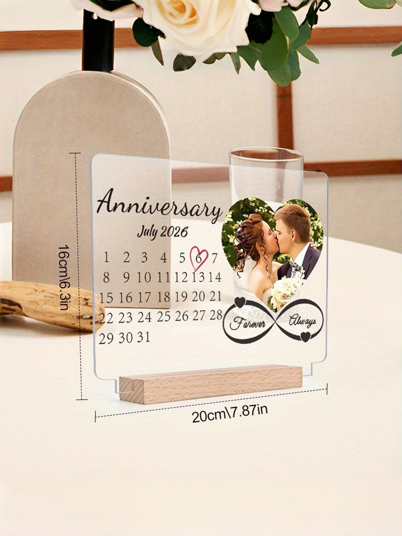 Custom Anniversary Photo Acrylic Calendar Stand